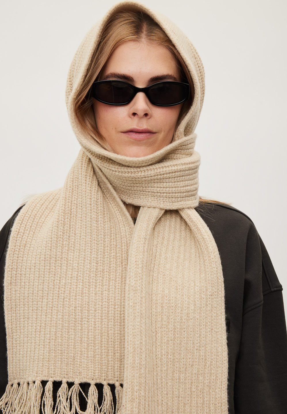 Rethinkit Knitted Scarf Fringes Chamonix Accessory 9529 fossil melange