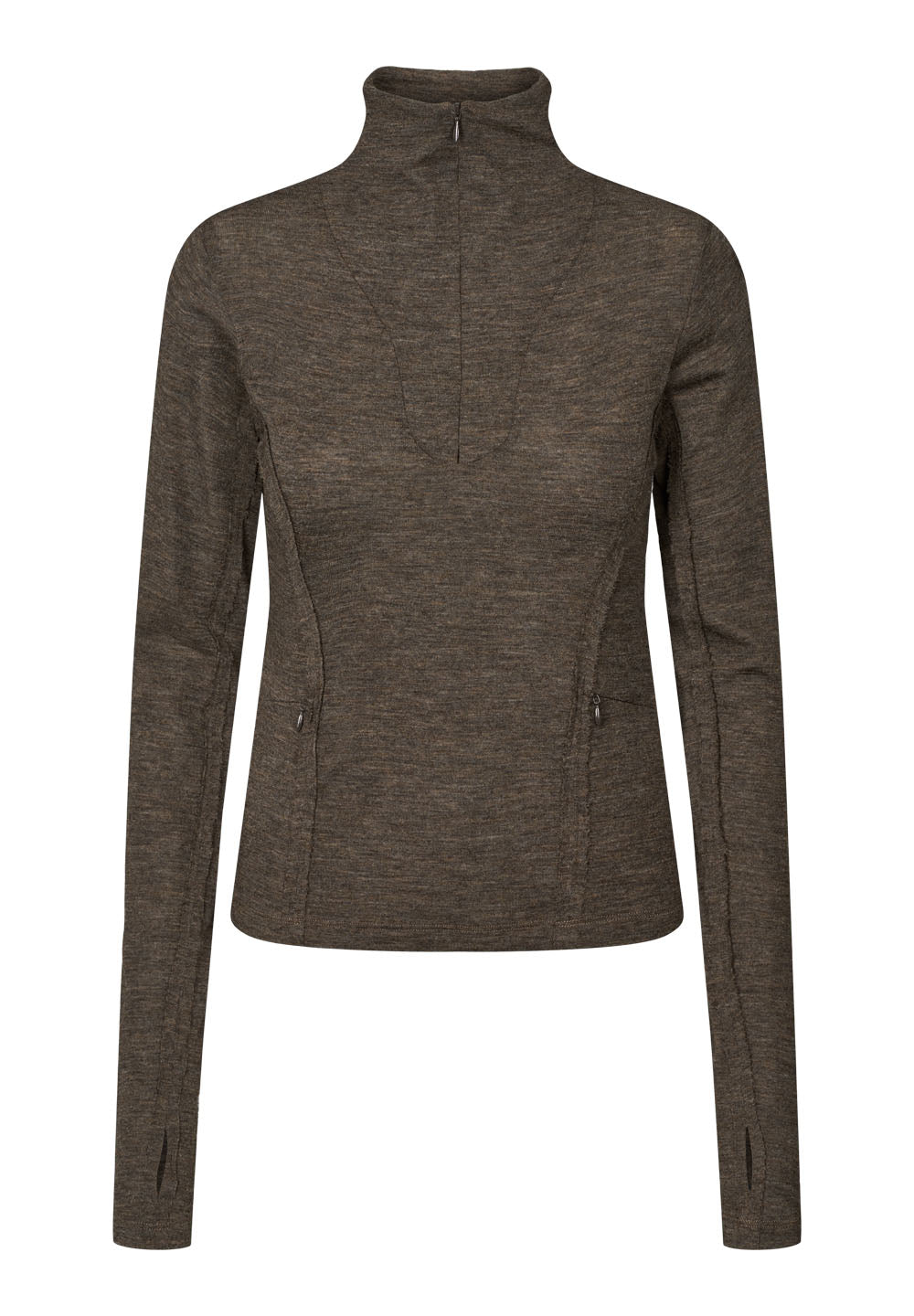 Rethinkit Merino Wool Half Zip Haze Haft Zip 9537 dark brown melange
