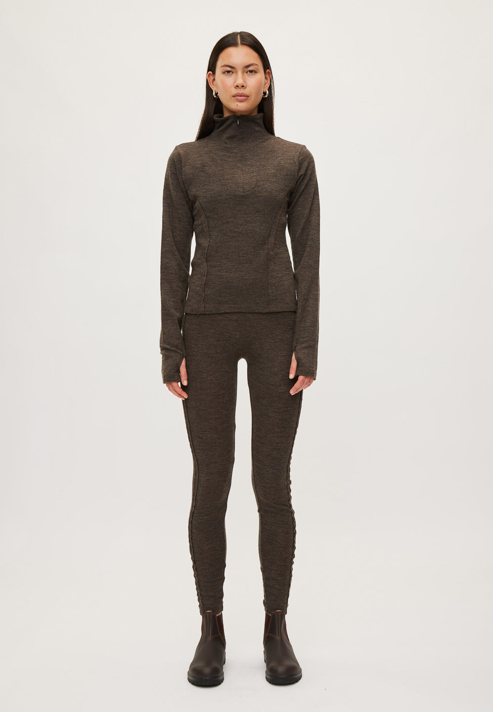 Rethinkit Merino Wool Leggings Haze Legging 9537 dark brown melange