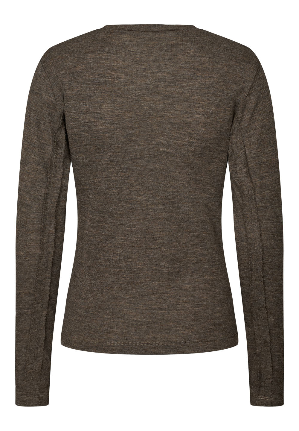 Rethinkit Merino Wool Tee LS Haze Baselayer 9537 dark brown melange