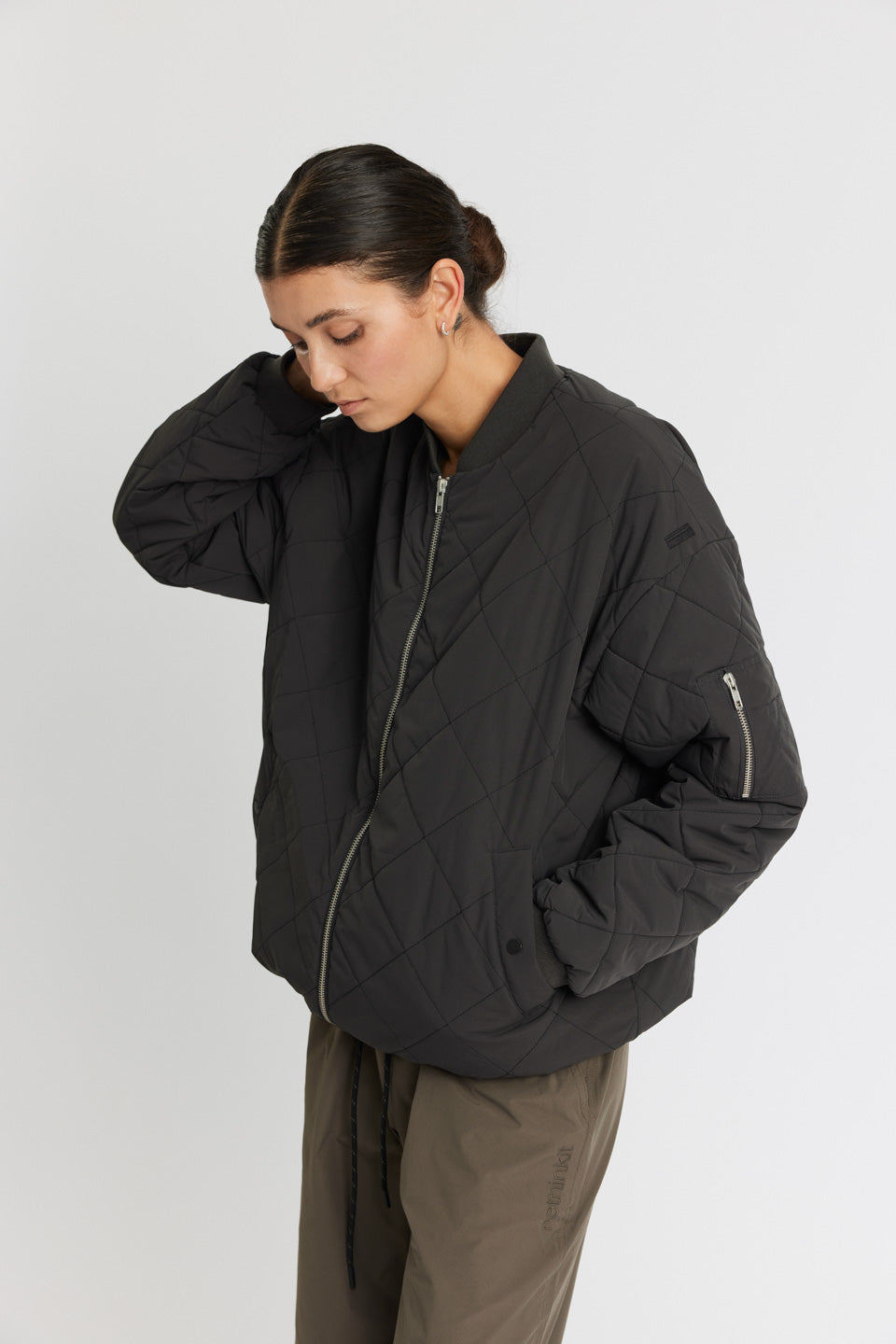 Rethinkit Quilted Bomber Jacket Latté Jacket 0022 almost black