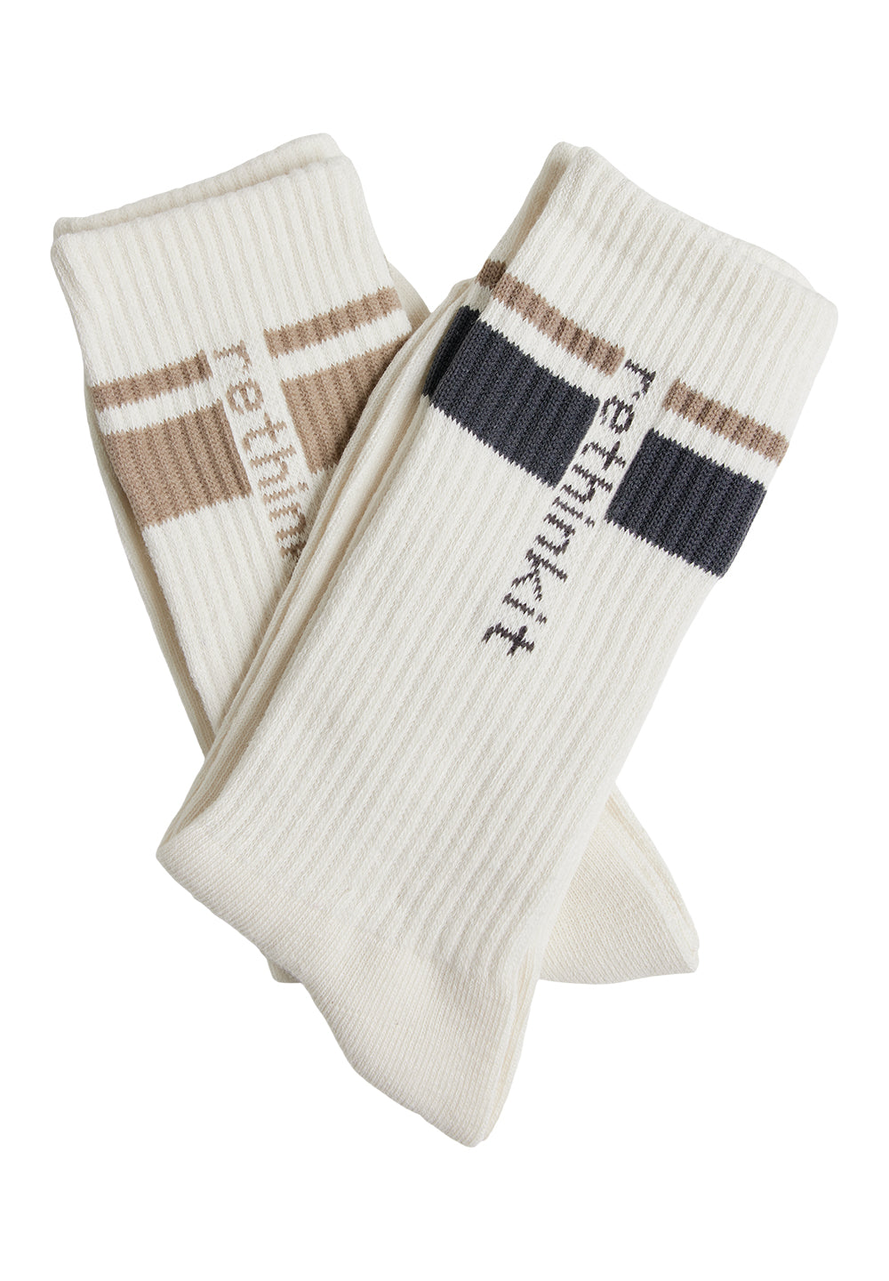 Rethinkit Rethinkit Striped Crew Sock 2pack Accessory 1088 ink mocha