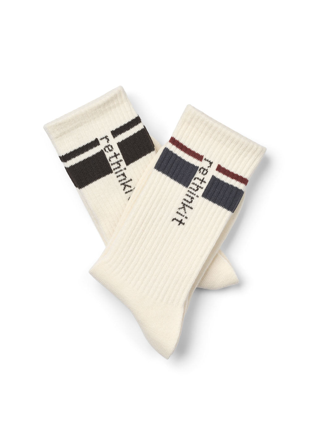 Rethinkit Rethinkit Striped Crew Sock 2pack Accessory 1099 ink almost black