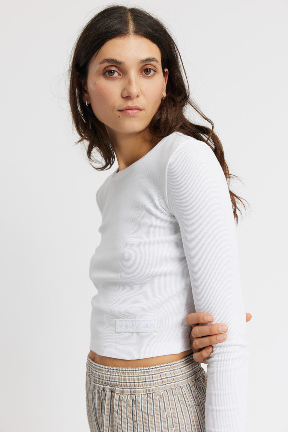 Rethinkit Soft rib crop tee Key Tee 0364 white