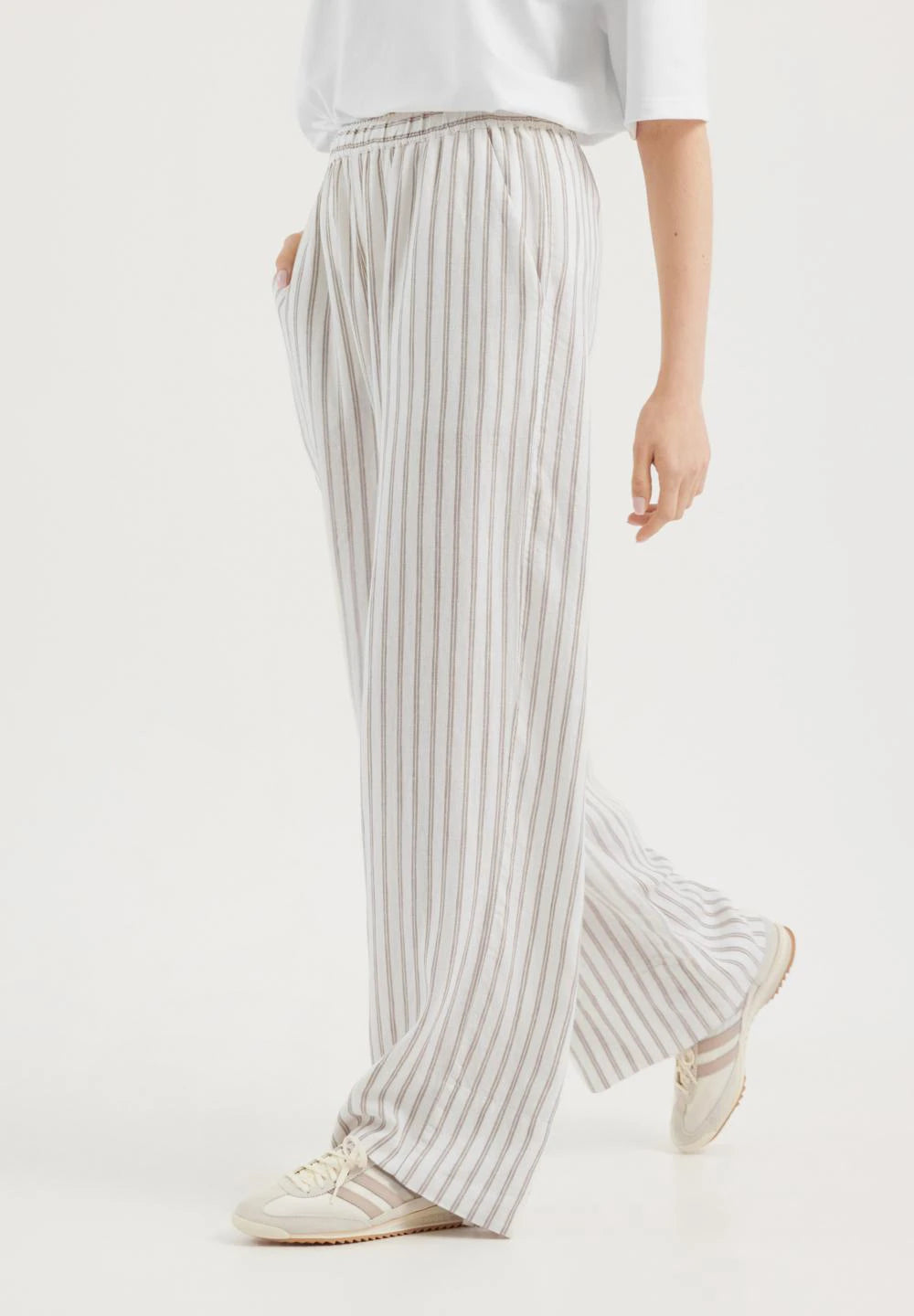 Rethinkit Stribet Bukser PJ Trousers 0076 warm grey stripe