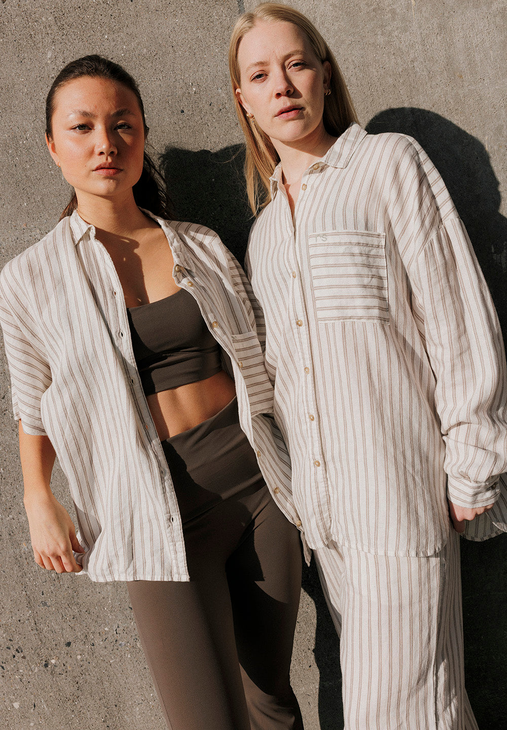 Rethinkit Stribet Skjorte PJ Shirts and Blouses 0076 warm grey stripe