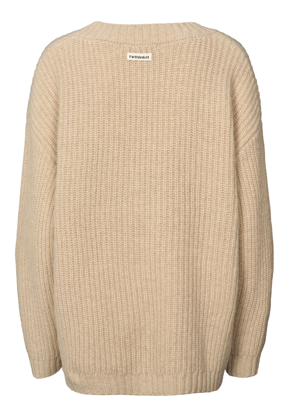 Rethinkit Wool Knit V-Neck Sweater Chamonix Pullover 9529 fossil melange
