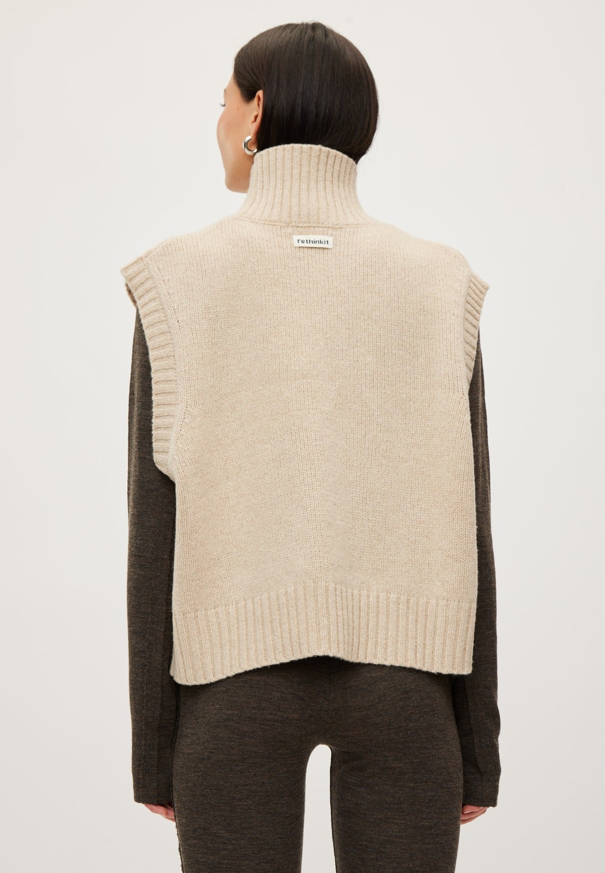Rethinkit Wool Knit Vest Chamonix Vest 9529 fossil melange