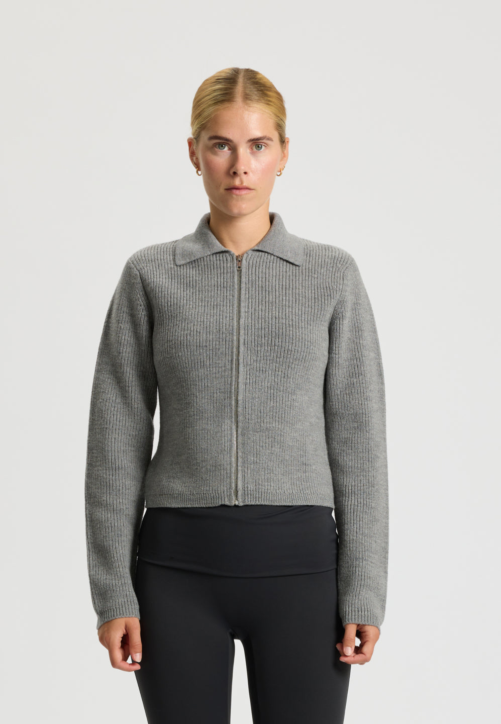 Rethinkit Wool Zip Cardigan Keep Me Knitted Tops 0220 light melange grey