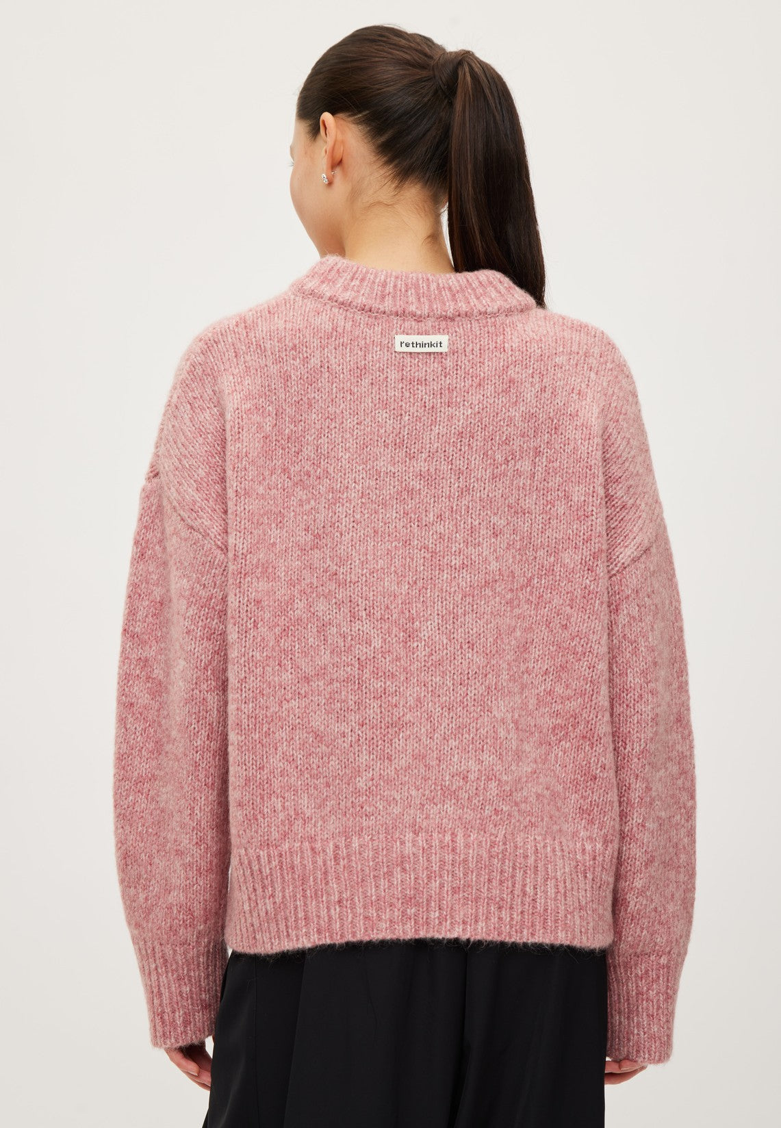 Rethinkit Knit Round Neck Slope Pullover 9530 snowberry melange