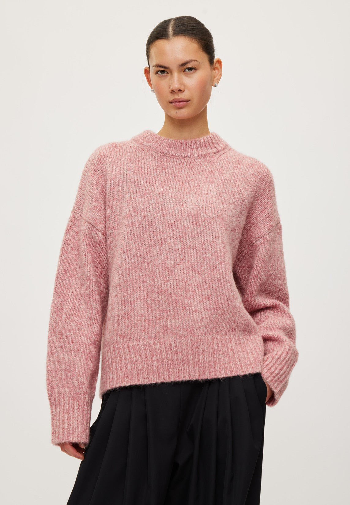 Rethinkit Knit Round Neck Slope Pullover 9530 snowberry melange