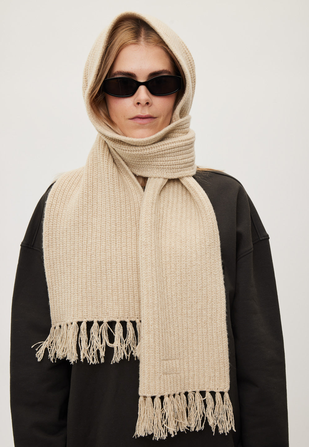 Rethinkit Knitted Scarf Fringes Chamonix Accessory 9529 fossil melange