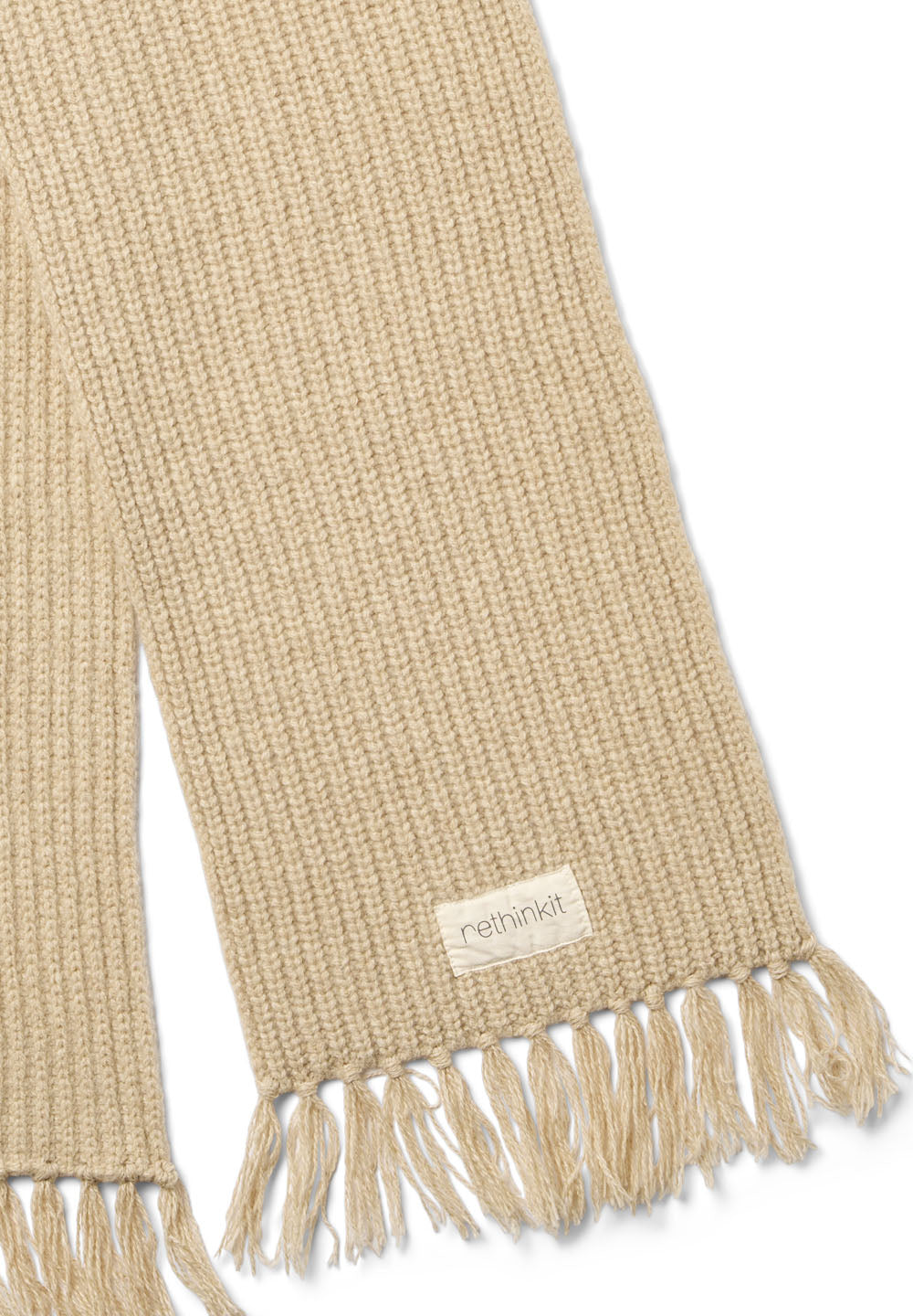 Rethinkit Knitted Scarf Fringes Chamonix Accessory 9529 fossil melange