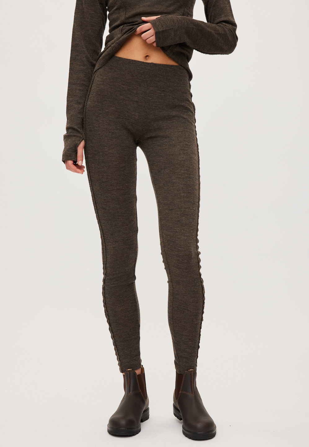 Rethinkit Merino Wool Leggings Haze Legging 9537 dark brown melange