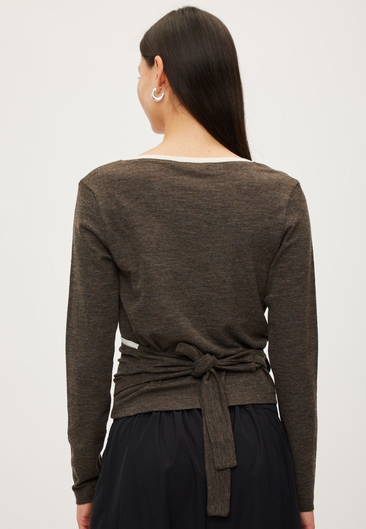Rethinkit Merino Wool Wrap Cardigan Haze Cardigan 9537 dark brown melange