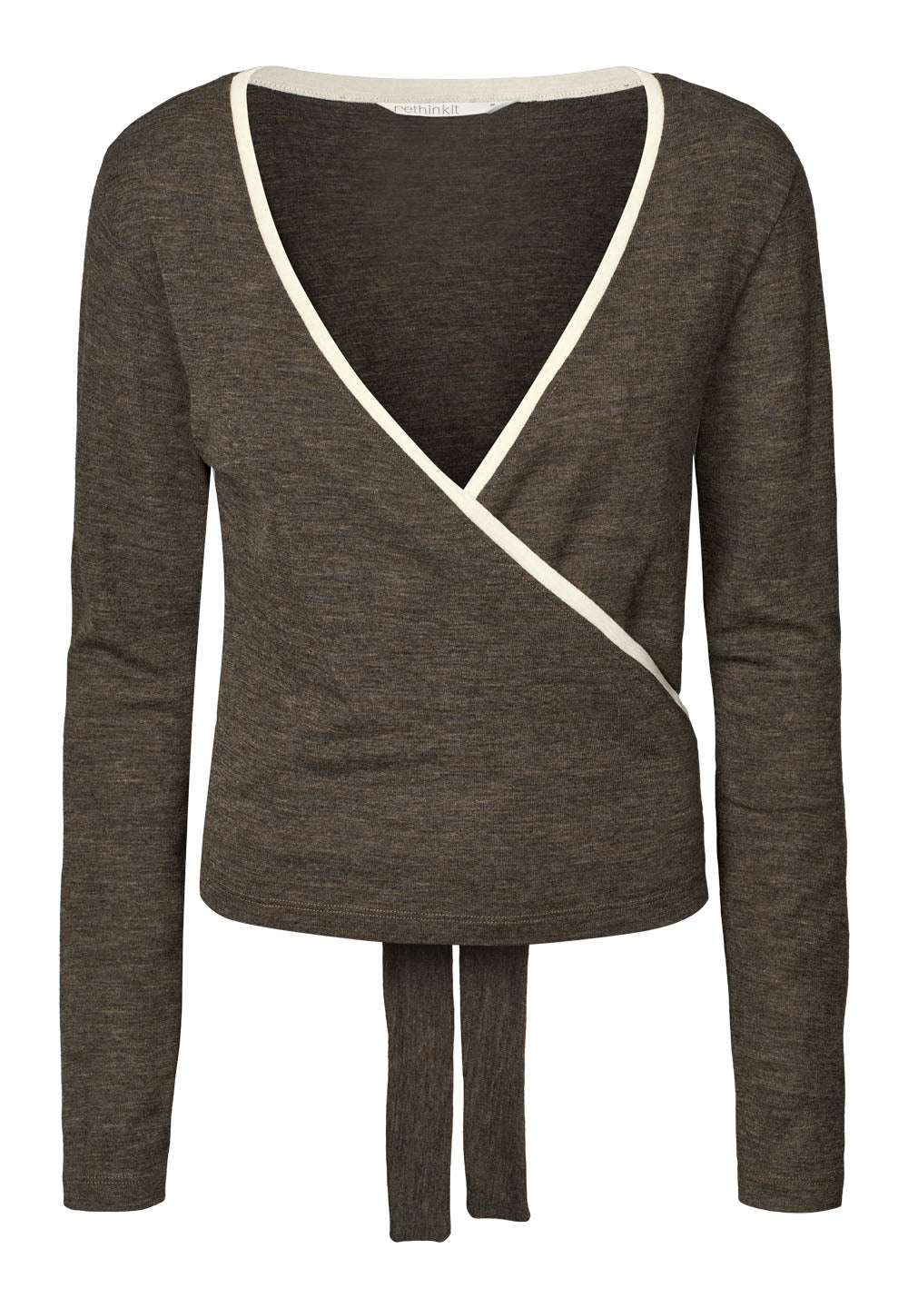 Rethinkit Merino Wool Wrap Cardigan Haze Cardigan 9537 dark brown melange