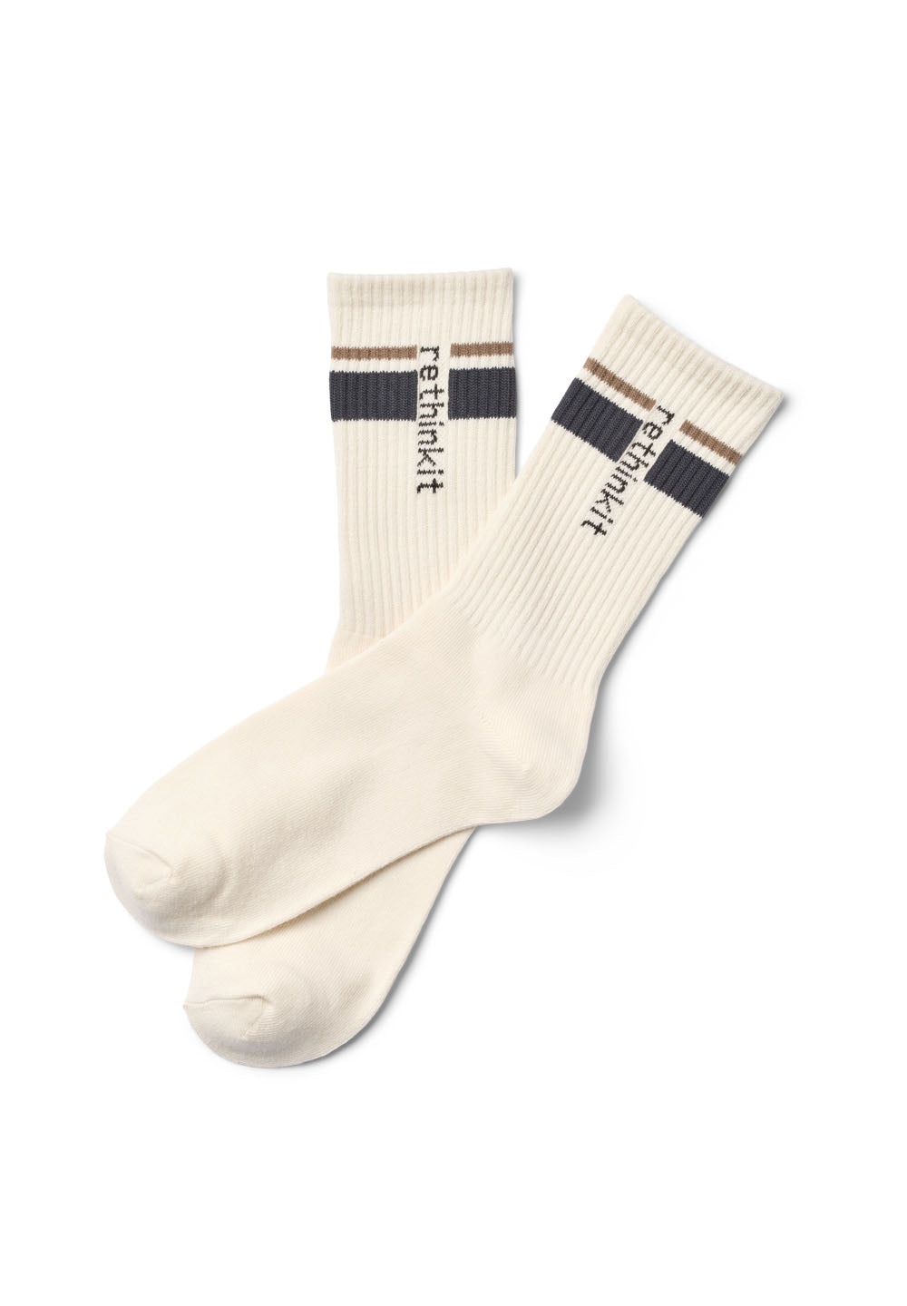 Rethinkit Rethinkit Striped Crew Sock 2pack Accessory 1088 ink mocha