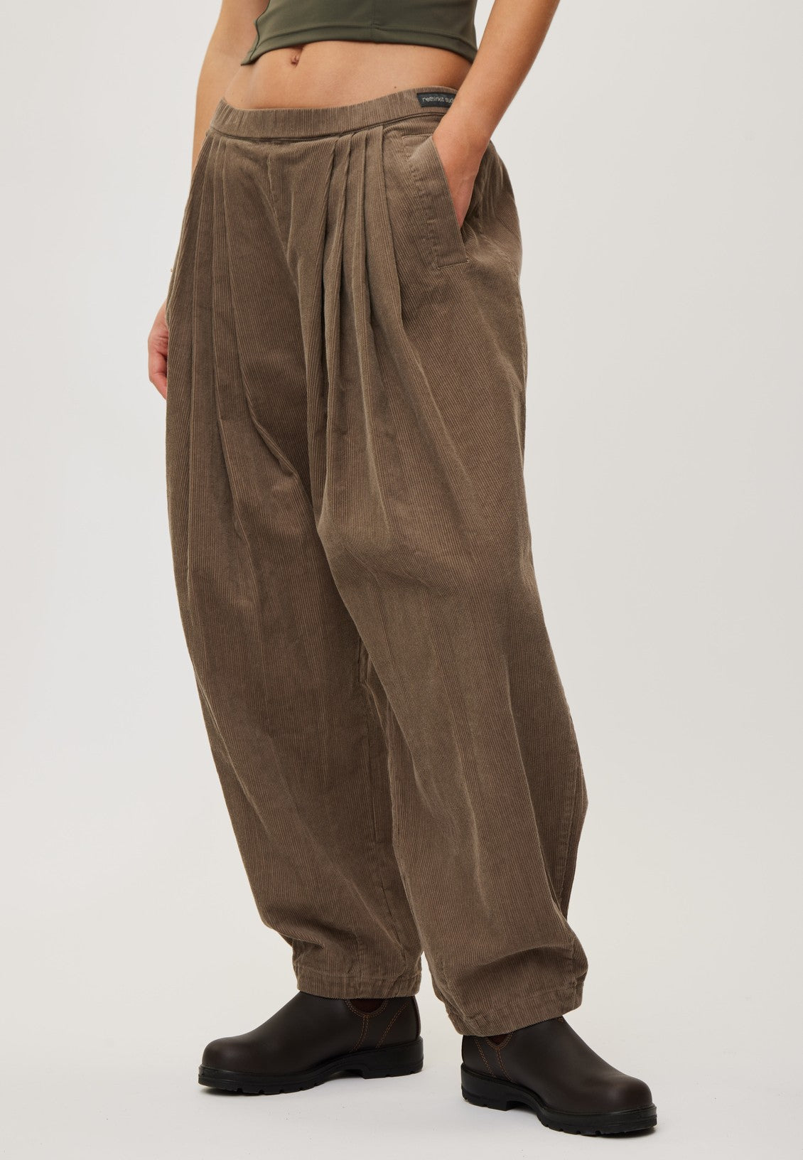 Rethinkit Trousers Barrel Billow Cord Trousers 0075 warm grey
