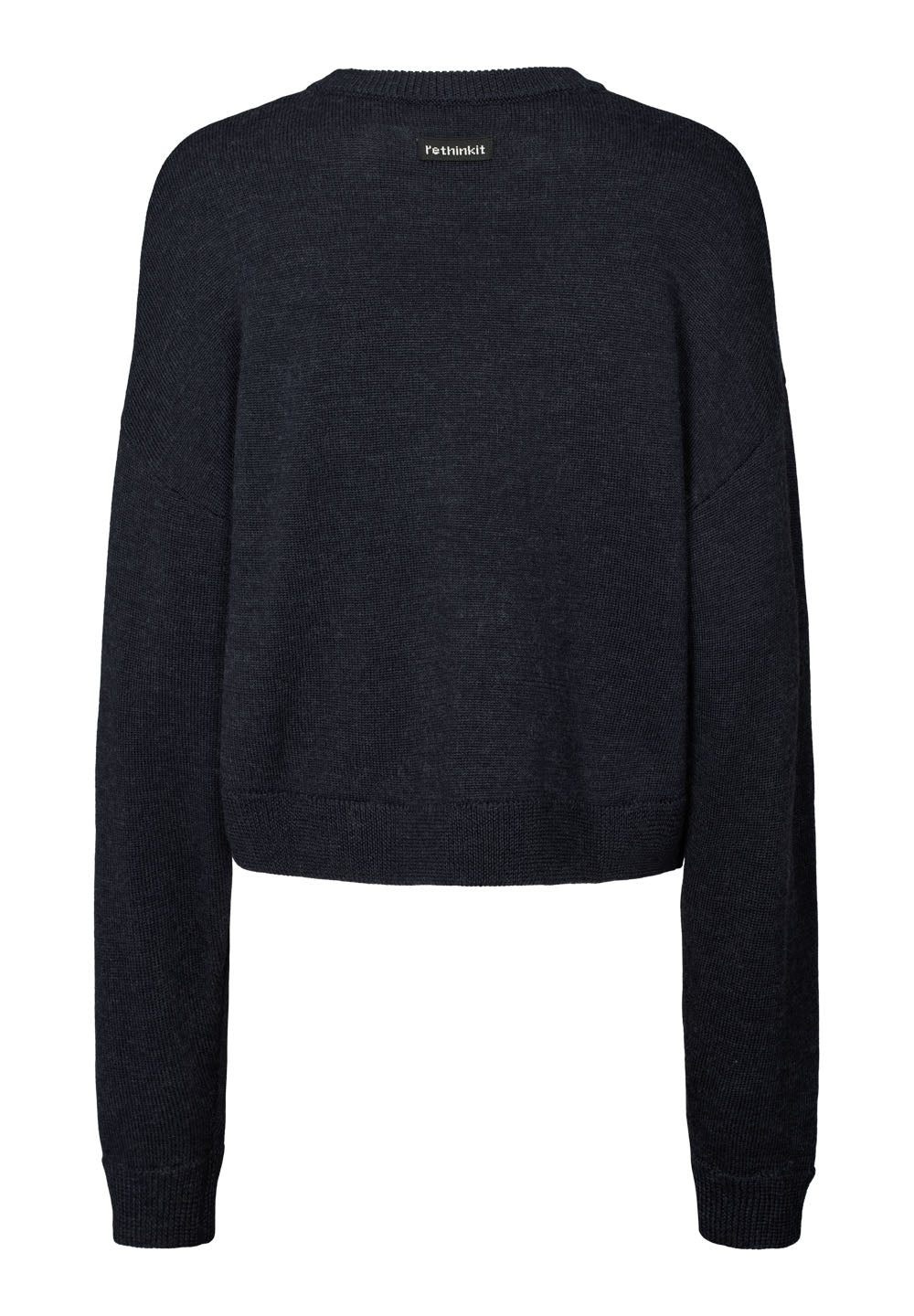 Rethinkit Wool Crew Logo Keep Me Pullover 9533 dark navy melange