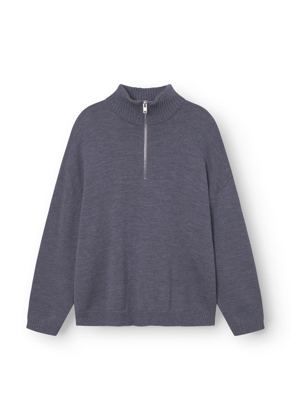 Rethinkit Wool Half Zip Oslo Knitted Tops 0107 dark melange grey