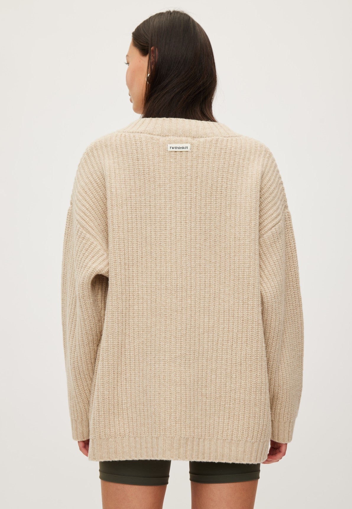 Rethinkit Wool Knit V-Neck Sweater Chamonix Pullover 9529 fossil melange