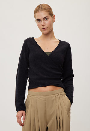 Rethinkit Wool Wrap Cardigan Keep Me Cardigan 9533 dark navy melange