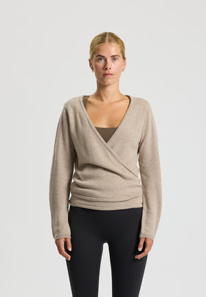 Rethinkit Wool Wrap Cardigan Keep Me Knitted Tops 3238 warm sand melange