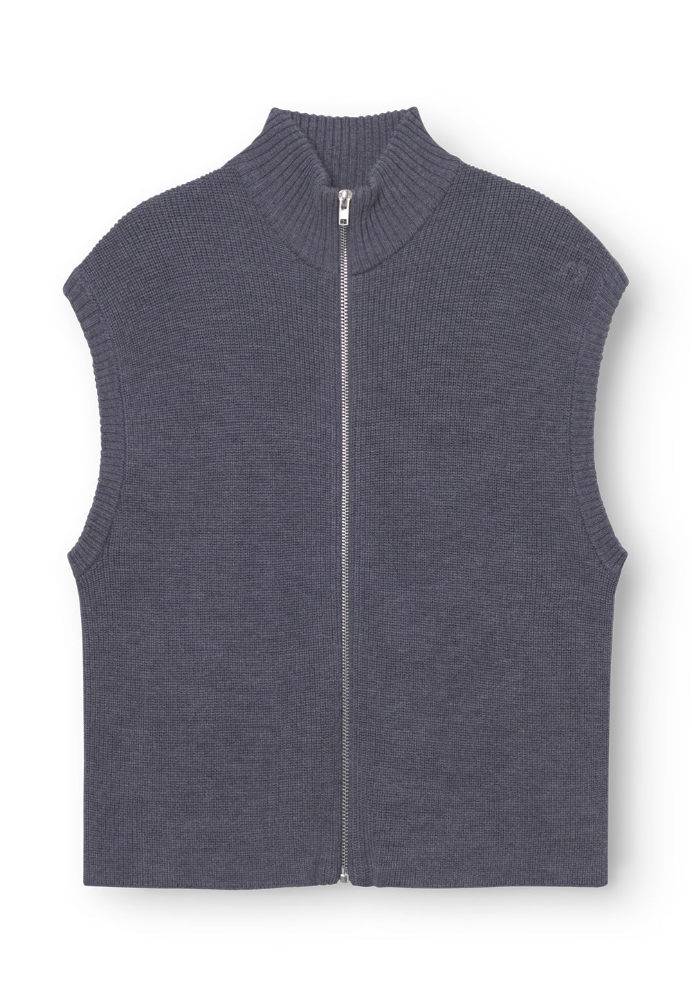Rethinkit Wool Zip Vest Oslo Knitted Tops 0107 dark melange grey